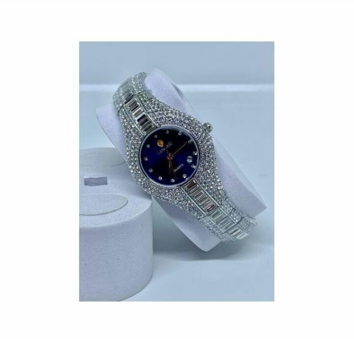 Lookworld Iced Stoned Female Wrist Watch-Silver PLAIN Face