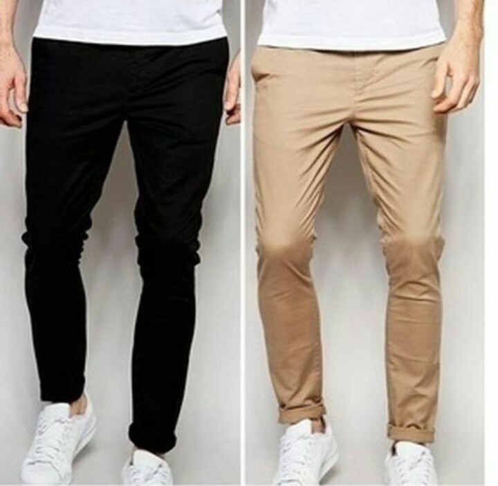 2-In-1 Men's Chino Trousers - Black/Brown